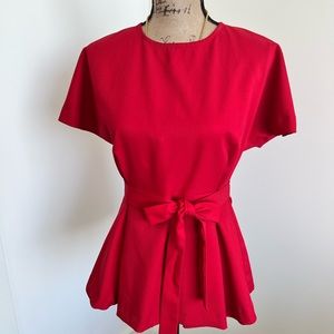 Daniel Cremieux Red Peplum Top, Medium
